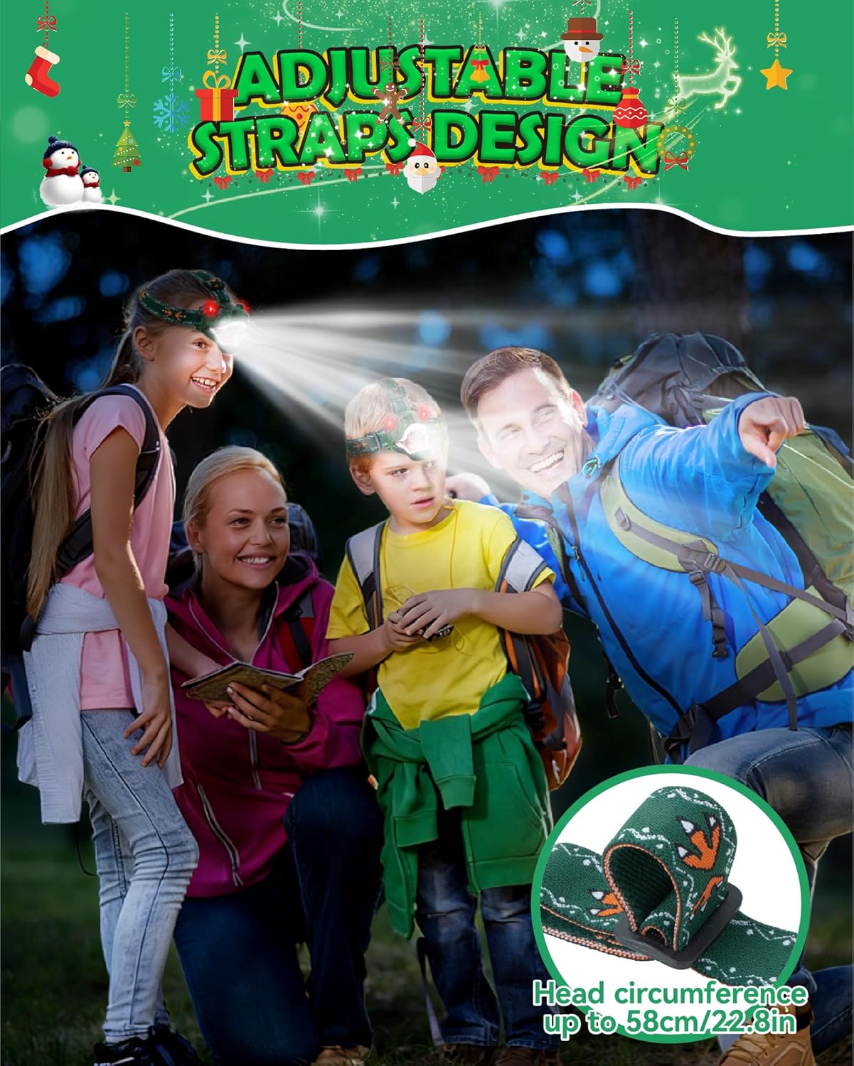 LED Dinosaur Headlamp for Kids, Children's Toy Flashlight T-Rex Dinosaur Toys for Age 3 4 5 6 7 8 9 Years Old Kids, Camping Hiking Gear for Boys Girls