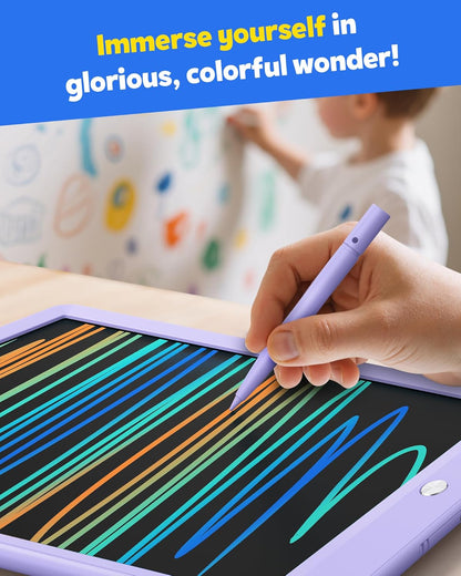 TEKFUN LCD Writing Tablet for Kids, 10-inch Coloring Drawing Pad, Mess Free Doodle Board, Airplane Travel Toys for Boys and Toddlers, Road Trip Essentials, Gifts for 3 4 5 6 7 8 Year Old Girls(Blue)