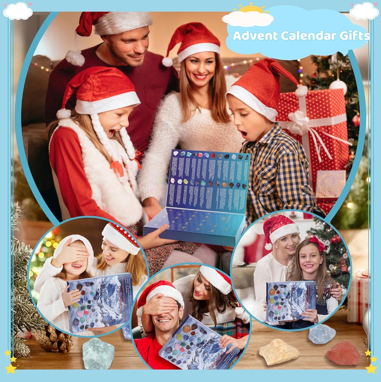 ZHIYUXI Crystal Advent Calendar 2025 Rock Collection Christmas Advent Calendar 2025 Crystals 24 Gemstones Christmas Countdown Calendar Advent Calendars Gem for Adult