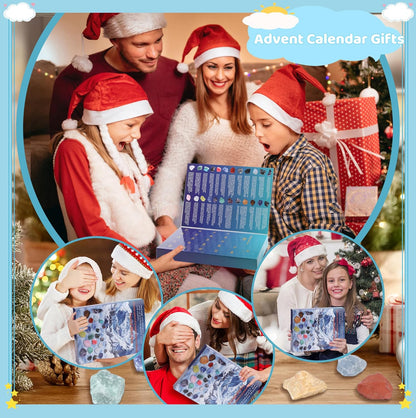 ZHIYUXI Crystal Advent Calendar 2025 Rock Collection Christmas Advent Calendar 2025 Crystals 24 Gemstones Christmas Countdown Calendar Advent Calendars Gem for Adult