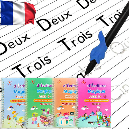 4 Magic Tracing Practice Books – Grooved Handwriting Arabic Copybooks for Kids, Reusable Writing Practice Workbooks Without Tears, Disappearing Ink for Toddlers Preschool Learn (Arabic)