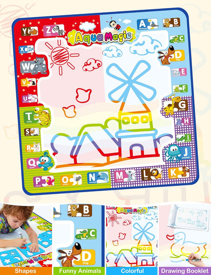 Jasonwell Aqua Water Doodle Mat 48 x 36 Inches Large Magic Drawing Doodling Mat Coloring Mat Educational Toys Christmas Birthday Gifts for Kids Toddler Boys Girls Age 2 3 4 5 6 7 8 Year Old (Galaxy)