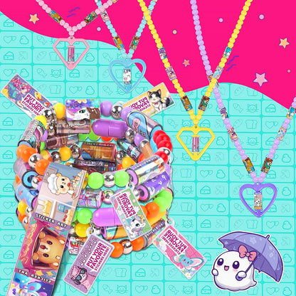 Plunack DIY Sticker Jewelry Making Kits Bracelets for Kids, Stickers Set, Includes Beads & Charms & Pendants, 320Pcs Mini Holographic Stickers, Bracelet Making Kit for Girls 6-12 Birthday Gift