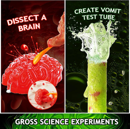 75+ Gross Science Kit for Boys, Science Slime Kit, Christmas Birthday Gift Ideas for Kids 8-10-12, Chemistry Set with Brain Dissection, Poop Experiment, STEM Toys