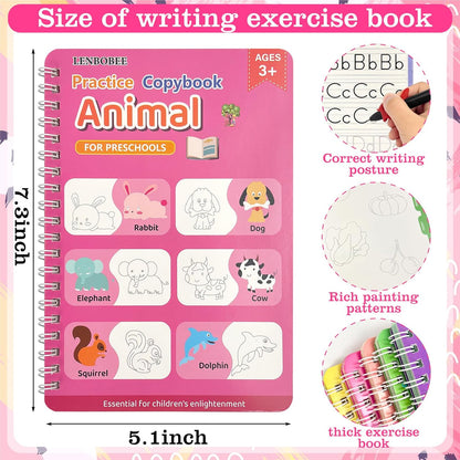 6 Pack Magic Grooved Writing Practice Books Reusable Magical Handwriting Practice for Kids Ages 3-8 Kindergarten Back to School Educational Gift Preschool Valentines Classroom Gift