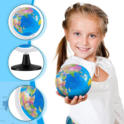 Henoyso 24 Pcs Mini World Globes Bulk for Kids Learning 3.4 Inches Rotating World Map Small Earth Globes with Stand for Classroom Table Decor Desk Centerpieces Decorative Geography Education, Blue