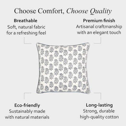 CPC 100% Cotton Throw Pillow Covers 18x18 Inch, Set of 2 Green Block Print Pattern Couch Pillow, Cute Boho Decorative Pillows for Living Room, Bedroom with Hidden Zipper- Agate Green