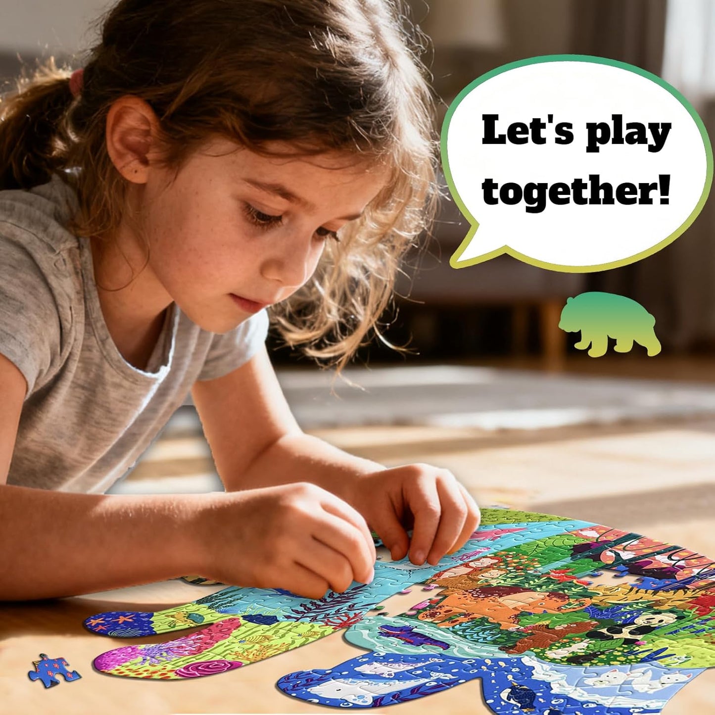 GIVEITALL Irregular Animal Puzzles for Kids Ages 4-6 6-8 8-10 10-12 Year Old,Panda Puzzle 180 Pieces Enlightening Floor Puzzle Game Creative Gifts for Boys Girls (Panda)