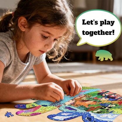 GIVEITALL Irregular Animal Puzzles for Kids Ages 4-6 6-8 8-10 10-12 Year Old,Panda Puzzle 180 Pieces Enlightening Floor Puzzle Game Creative Gifts for Boys Girls (Panda)