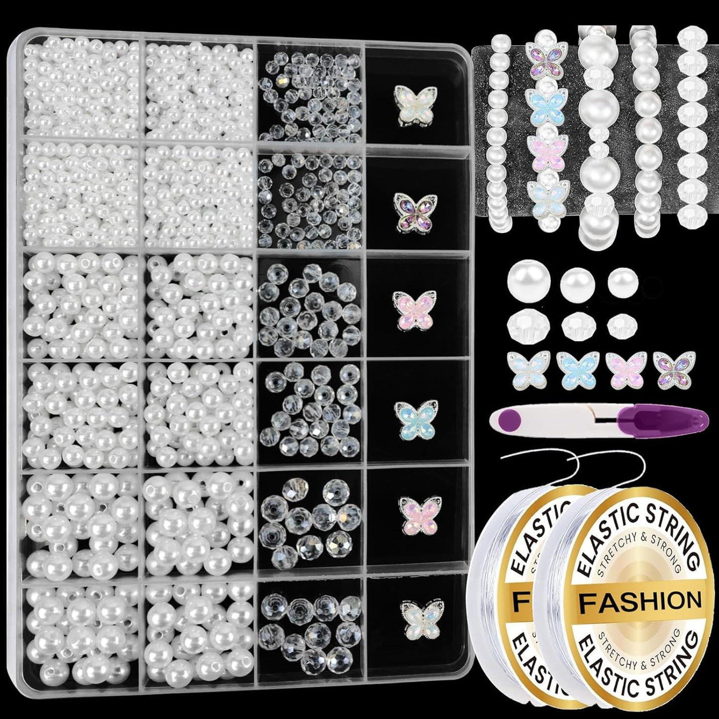 Hpebl 2136PCS Beads for Bracelets Pearl Bracelet Making Kit Friendship Bracelet Kits Bracelet Bead Kits Small Pearl Bead and Gold Beads Beading Kit for Bracelets Jewelry Making Kit