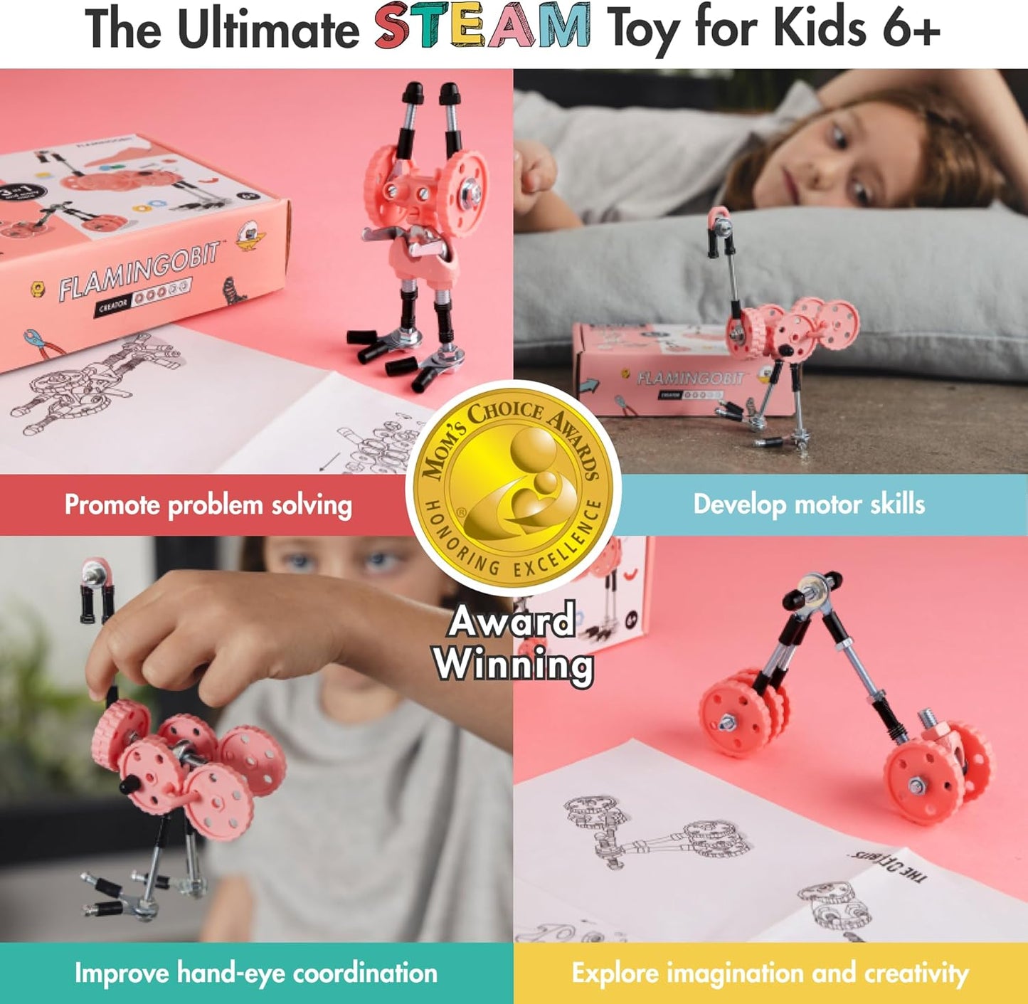 The Off Bits Erector Set: Animal Mini STEM Toys for Kids 6+, Toy Building Sets with Nuts & Bolts, STEM Building Toys Gifts for Boys and Girls (Blue Elephant)