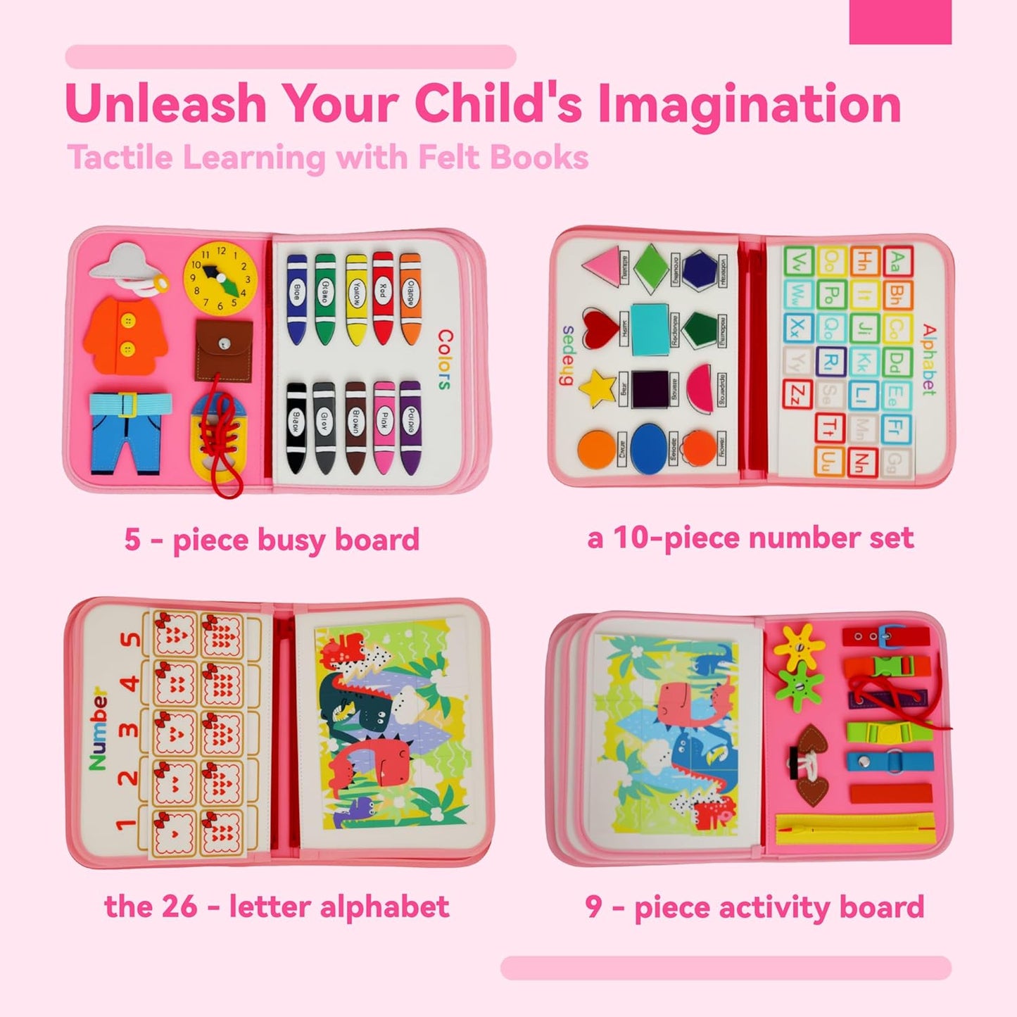 Montessori Busy Board - 8-in-1 Sensory Activity Book with Detachable Pages, Travel-Friendly Learning Toy for Fine Motor Skills & Preschool Education