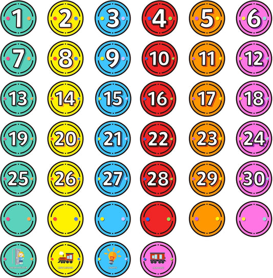 40Pcs Line Up Spots for Classroom Floor, 4 Inches Colorful Numbers Stickers for Back to School, Self-Adhesive Dry Erase Circle Dots for Preschool Kindergarten Elementary Teachers
