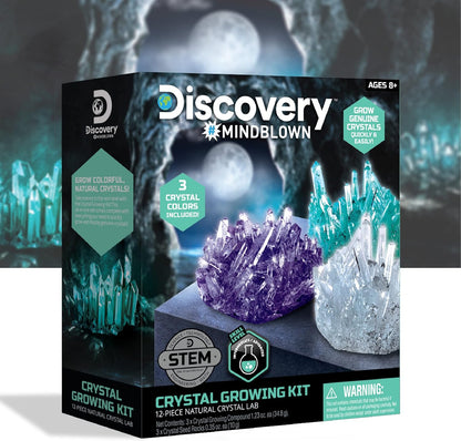 Discovery™ 12-Piece Lab Crystal Growing Kit, Grow Colored Crystals, Includes Mold Shapes and Magnifying Glass, Fun Chemistry and Geology Educational Science STEM Set