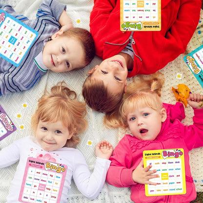 Fancy Land Sight Word Bingo Game Kids Adults Dolch's & Fry's Words Lists Bingo Set for Pre-k to 3rd Grade Educational Games Home Classroom Activities Supplies