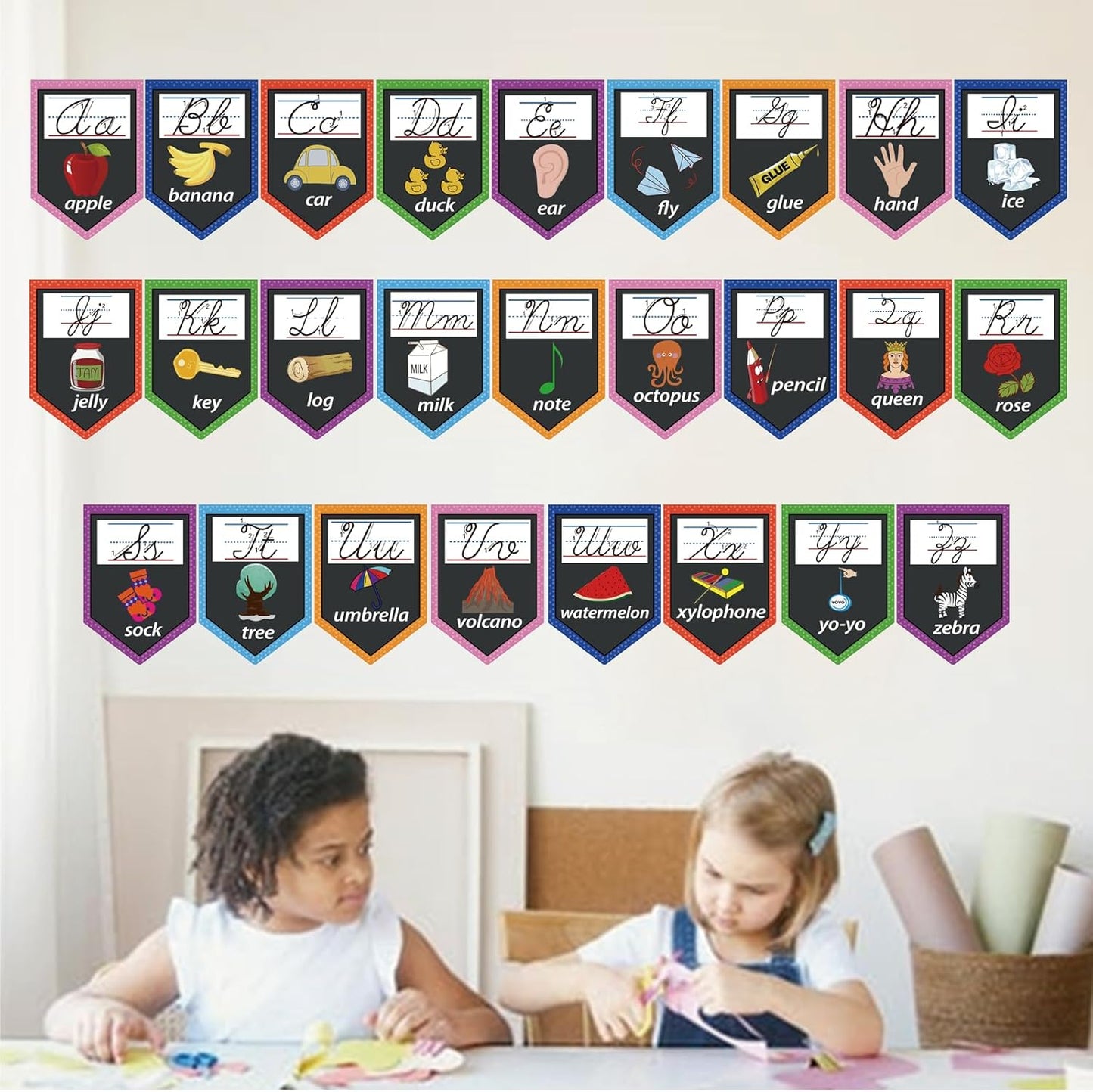 48 Pieces Cursive Alphabet and Number Back to School Bulletin Board Set, Cursive Letter Formation Cards, Early Learning Posters Cards for Kindergarten Primary Classroom Wall Décor(Cursive Style)