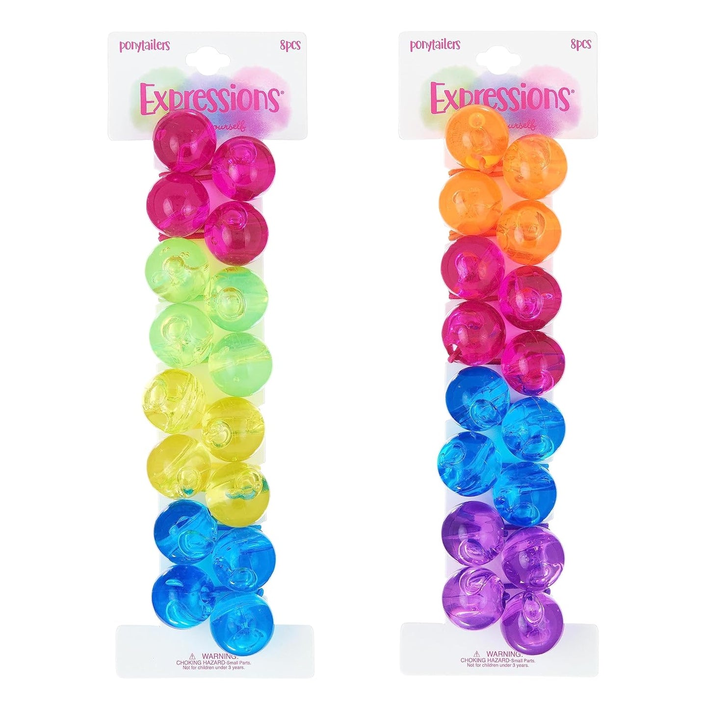 20pc Ponytailers Balls Elastics 18mm Round Opaque Multicolored Twin Beads Bauble Holders Toddler Kids Braiding Styling