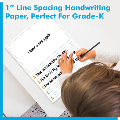 100 Sheets Ruled Writing Paper, Double-Sided Printing Skip-A-Line Ruled Writing Paper with Dotted Lines Handwriting Practice Paper 1” line spacing for Kindergarten Toddlers Kids (11” x 8.3”)