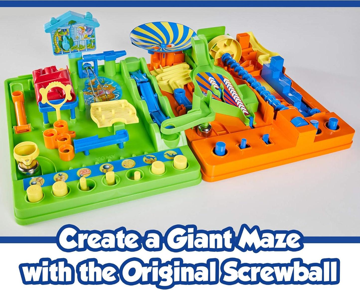 TOMY Screwball Scramble Level Up Marble Maze - Vertical Beat-The-Clock Marble Run Game - Skill & Dexterity Challenge - 1–4 Players - Ages 5+