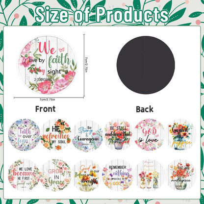 Bible Verses Fridge Magnets Set - Wxiben 20Pcs Floral Christian Religious Refrigerator Magnets Inspirational Scripture Magnetic Decorations Refrigerator Stickers for Home Fridge Office Kitchen Locker
