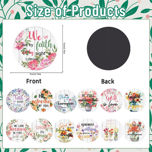 Bible Verses Fridge Magnets Set - Wxiben 20Pcs Floral Christian Religious Refrigerator Magnets Inspirational Scripture Magnetic Decorations Refrigerator Stickers for Home Fridge Office Kitchen Locker