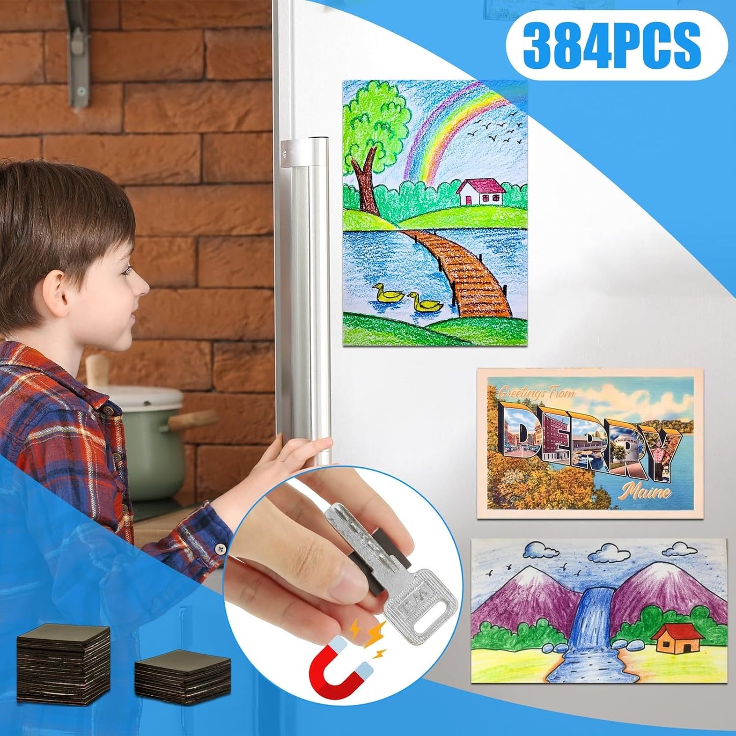 Magnetic Squares with Adhesive Backing(36PCS Each 1.5" x1.5"),Pre-Cut Self Sticky Magnets as Back to School Supplies,Peel and Stick for Cards/Picture/Poster (80mil Magnet)