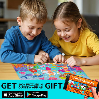 QUOKKA Puzzles for Kids Ages 4-6 – 60 Piece Jigsaw Puzzles for Toddlers Ages 3-5 with Unicorns – Quiet Time Toy for Preschoolers 2-4 – FSC Certified Educational Learning Game for Boys and Girls