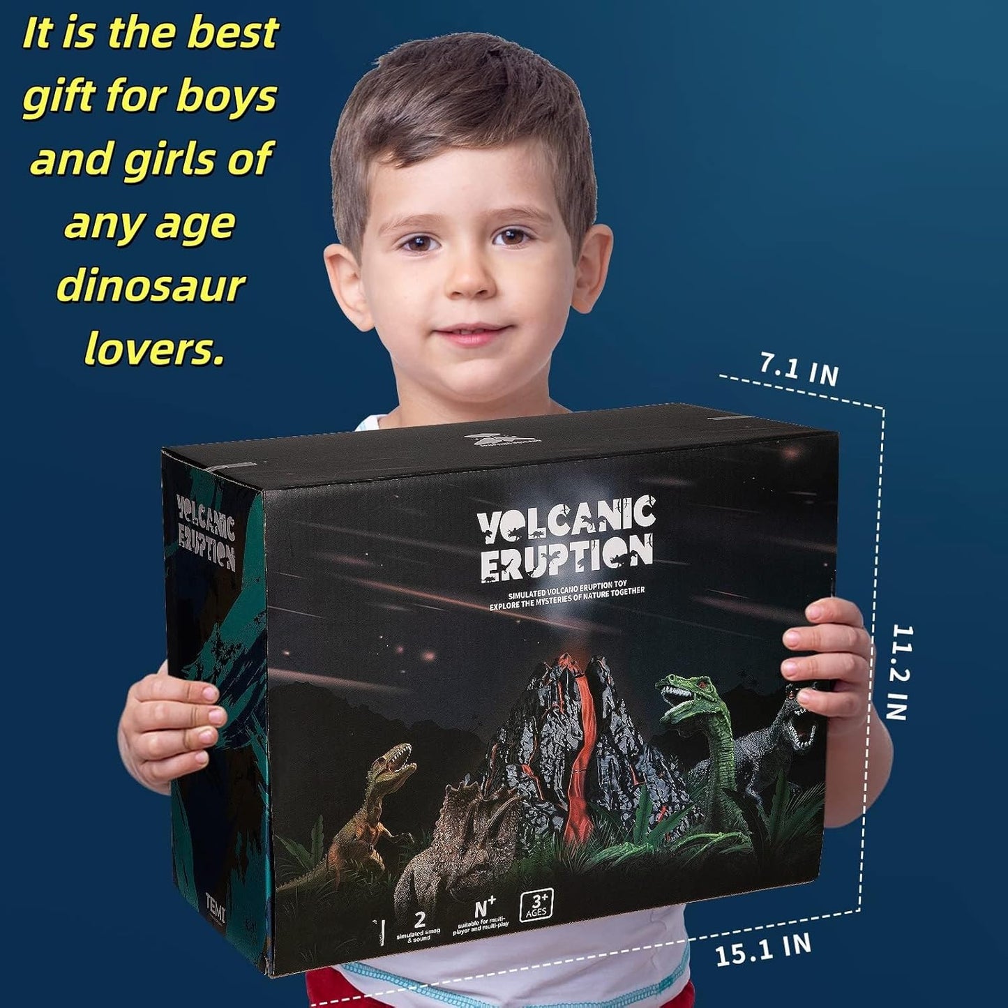 Large Volcano Set with 9 Realistic Dinosaur Action Figures for Kids 2 3 4 5 6 8 10 Years, Simulated Volcanic Eruptions w/Sounds, Volcano Can Store Dinos, Gift for Toddlers Boys & Girls