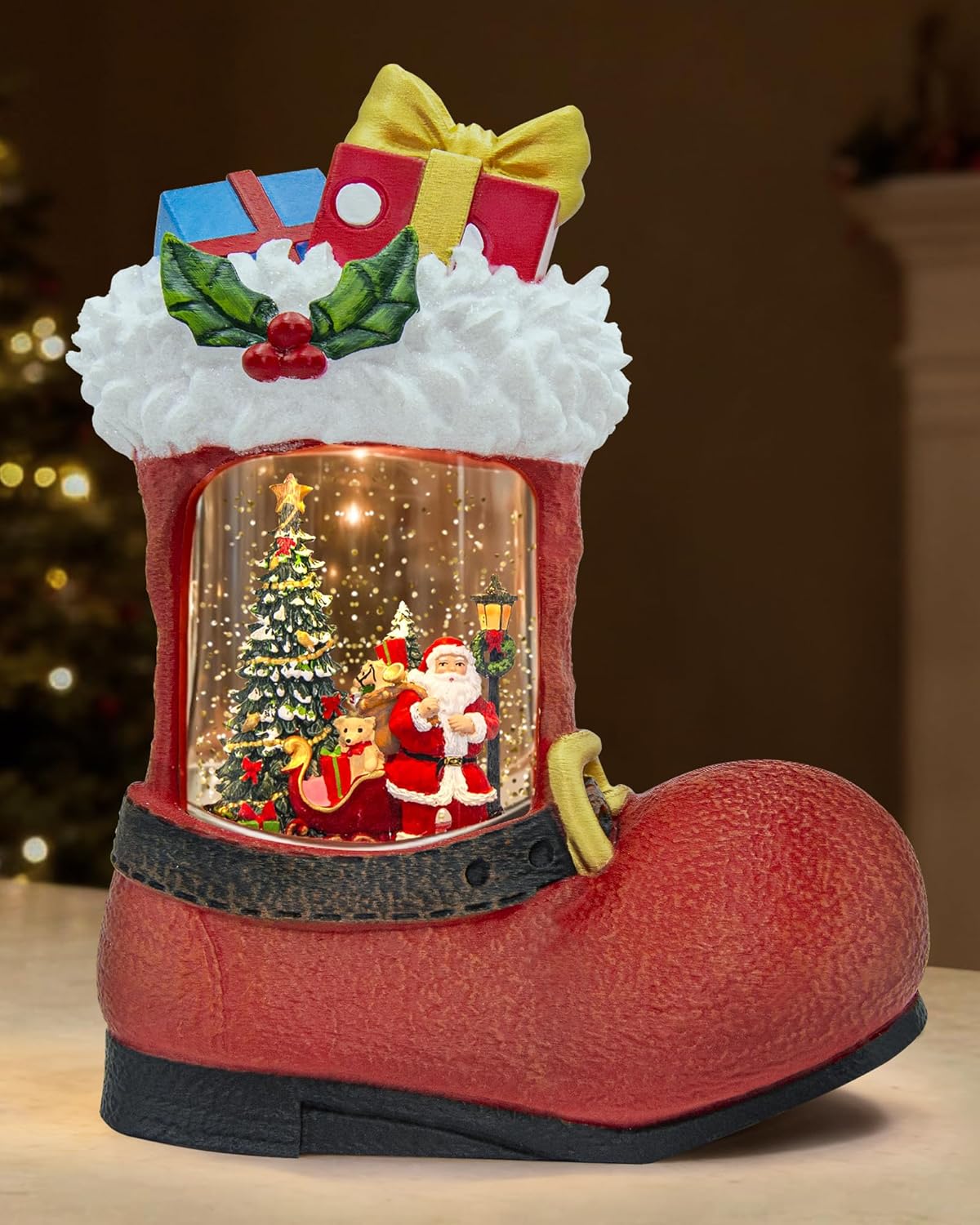Extra Large Christmas Snow Globes Christmas Lantern, 12.99" Musical Snow Globe with 8 Songs, Santa Snowglobe for Kids Adults, 6H Timer Dual Power, Lighted Christmas Decorations Indoor Gifts