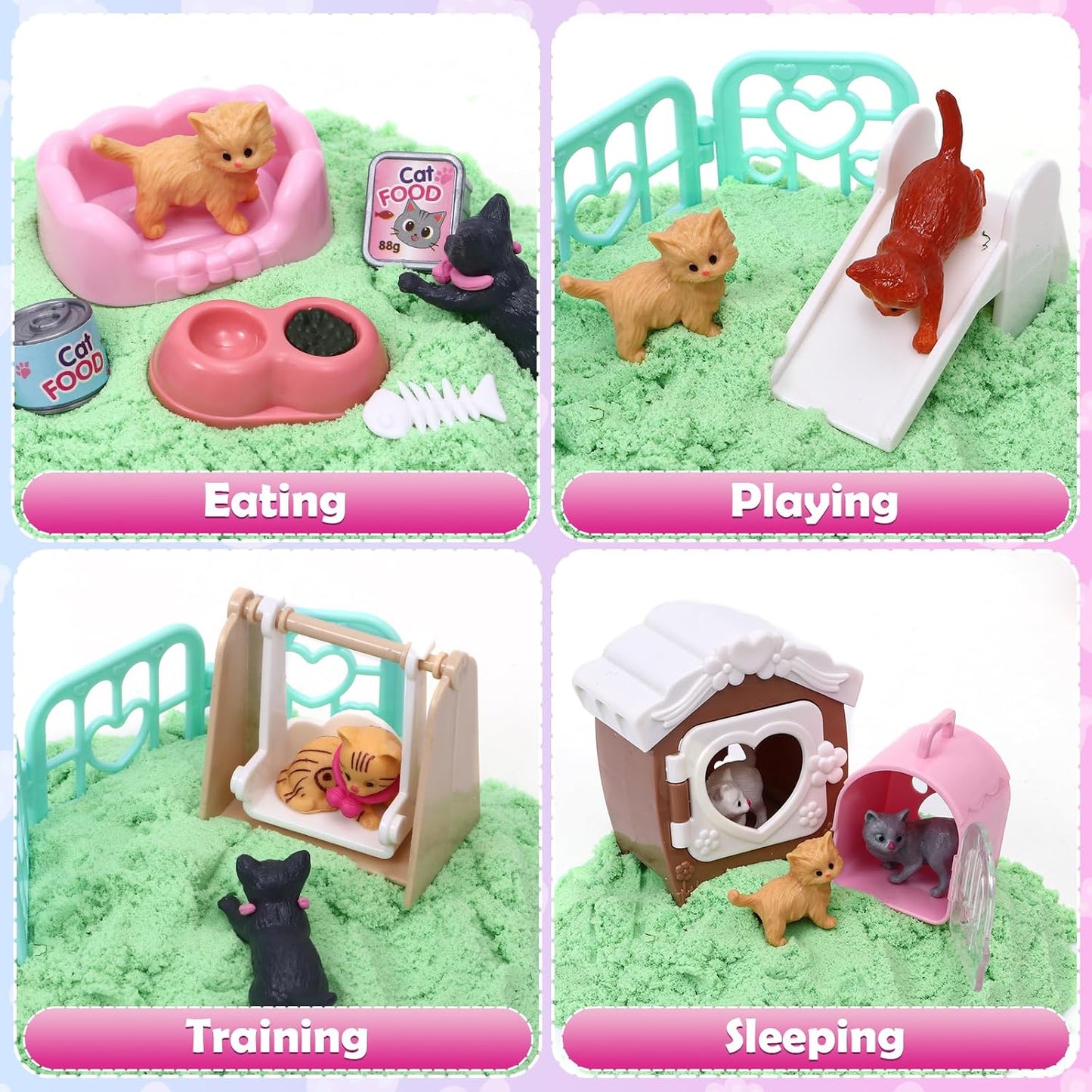 Lorfancy Dog Sandbox Toys Kids Play Sand Kit Toddler Sensory Bin Toy 2.2lbs Sand Pet Dog Figures Care Role Pretend Play Beach Toy Birthday Gift for Girls Boys 3 4 5 6 7 8 Years Old