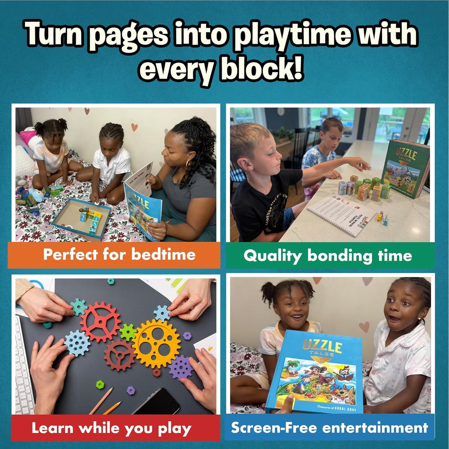 Uzzle Tales: Coral Cove – Interactive Storybook Puzzle, 2-in-1 Fun Family Story Block Game – Ages 7+ - STEM Learning Story Cards and Story Blocks for Kids