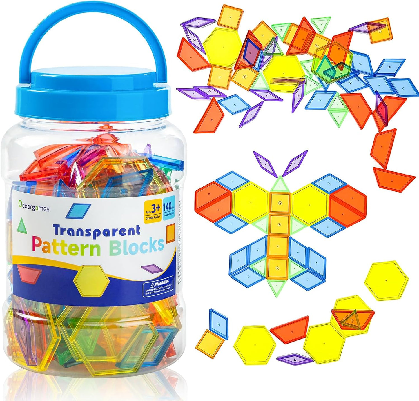 Magnetic Travel Tangram – 2 Sets Tangram - 140 Pcs Translucent Pattern Blocks - Educational Manipulatives and Accessories - Fun and Engaging Geometric Shapes