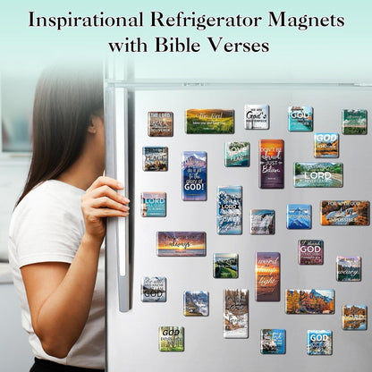 Blosssound 60 Pcs Inspirational Christian Magnets with Bible Verses Religious Refrigerator Magnet Motivational Quotes Fridge Scripture Positive Gifts for Home Office School Locker Decor(Scenery)
