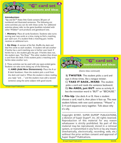Super Duper Publications | Say and Do® Action Articulation G Sounds Fun Deck | Vocabulary and Language Development Flash Cards | Educational Learning Materials for Children