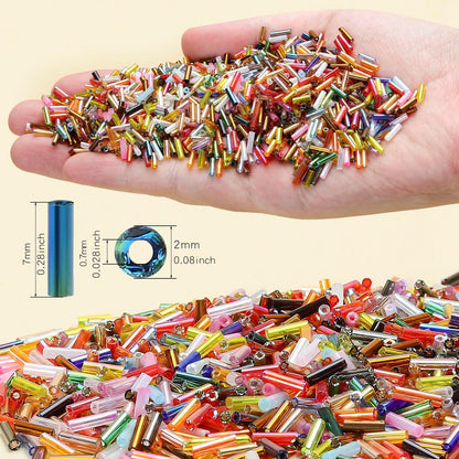 5040Pcs Tube Bead Embroidery Kit, Bugle Beads for Embroidery for Jewelry Making, Crafts, Bracelets, Necklaces, Earrings