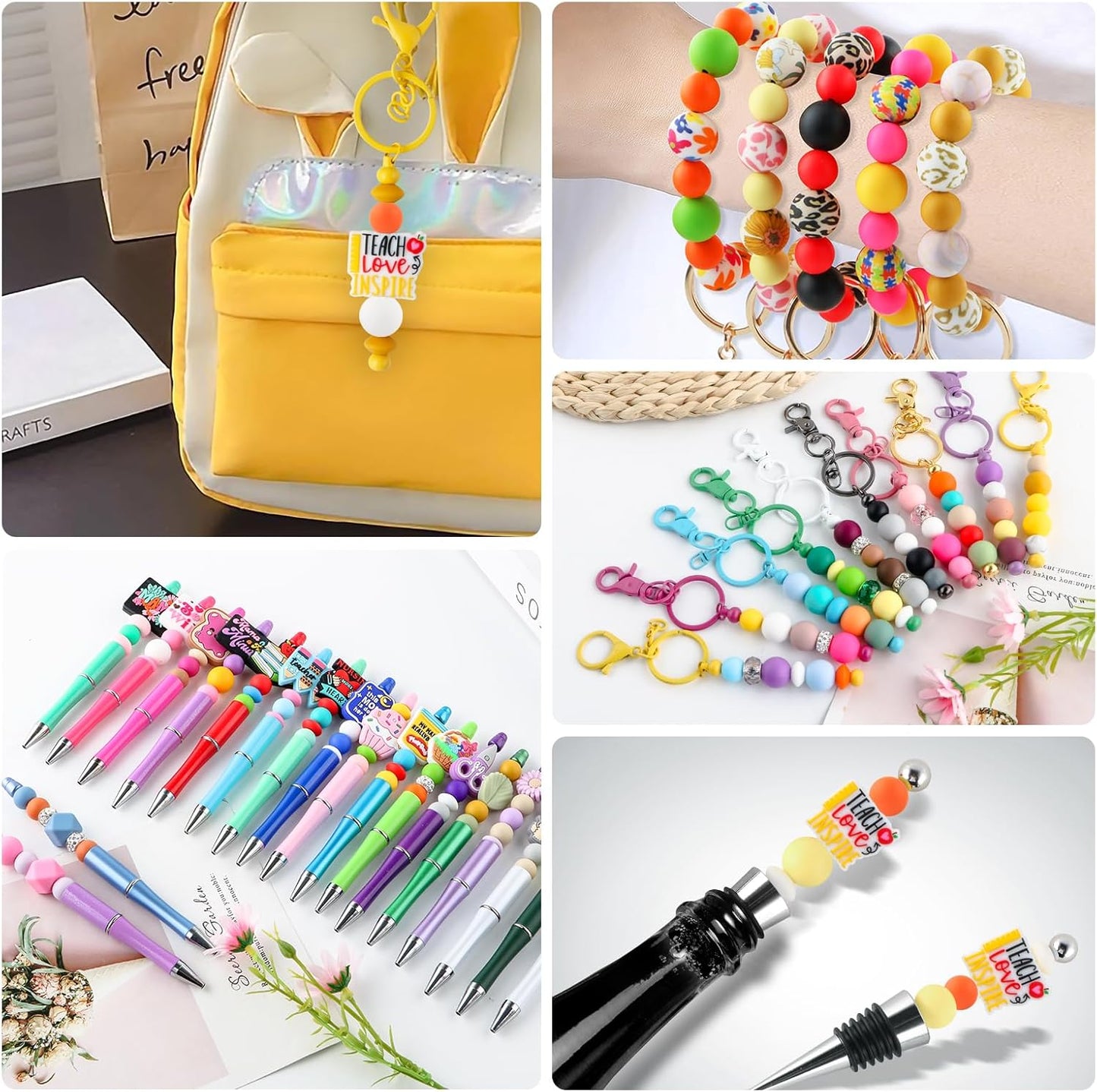 65Pcs 19mm Silicone Beads for Keychain Making Bracelet Necklace, Bulk Round Silicone Beads for Pens（Christmas Green） - Colors A