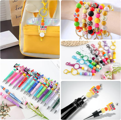 65Pcs 19mm Silicone Beads for Keychain Making Bracelet Necklace, Bulk Round Silicone Beads for Pens（Christmas Green） - Colors A