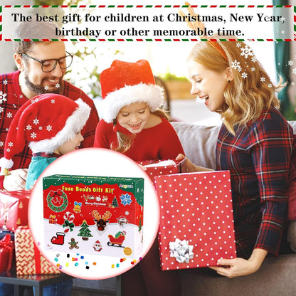 AUGSUN Christmas Fuse Beads Kit - 5100Pcs+ 24 Colors Crafting Melting Beads Set for Kids, 12 Styles Christmas Patterns 2Pcs 5mm Iron Beads Pegboards for DIY Craft Making