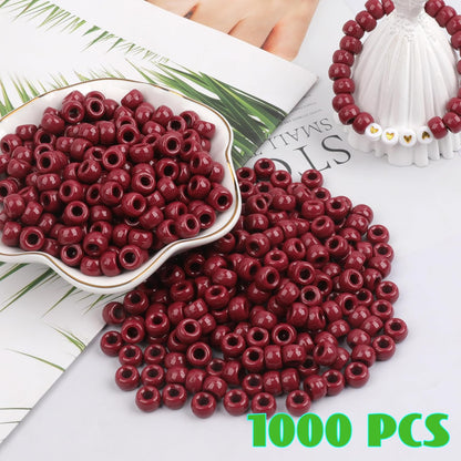 Auvoua 1000Pcs Pony Beads Bracelet 9mm Yellow Plastic Barrel Pony Beads for Necklace,Hair Beads for Braids,Key Chain,Jewelry Making (Yellow)