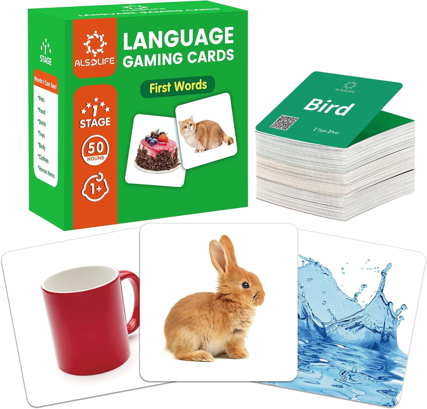 Thick Baby Flash Cards for Toddlers 1-3 Sight Words Flash Cards for Kindergarten，50 First Words Fun Video Flash Cards for Toddlers，Learning Resources Kids Aba Therapy Materials