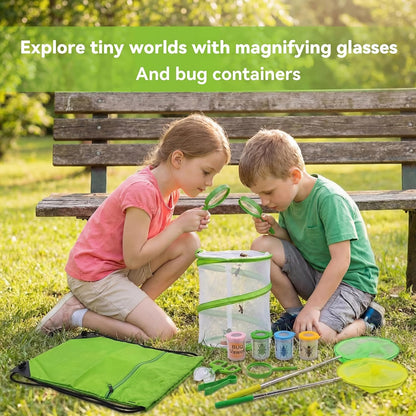 11Pack Bug Catcher for Kids, Bug Catching Kit with Extendable Bug Net, Butterfly Net, Collection Boxes, Butterfly Cage, Backpack, Outdoor Explorer Adventure Set for Boys Girls Ages 4-12