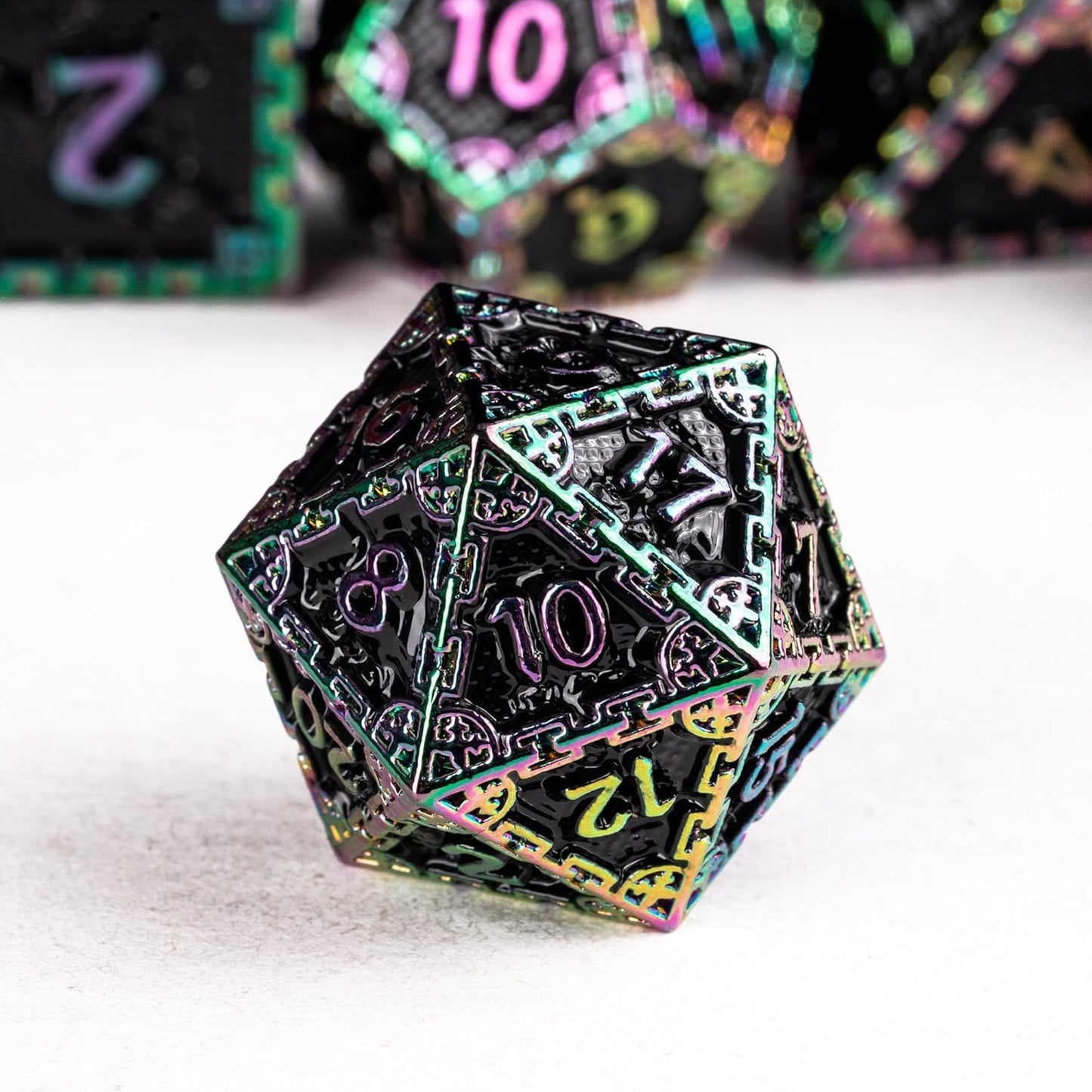 UDIXI Steampunk Metal Dice Set, 7 Die Polyhedral DND Dice Set for D&D Role Playing Game and Math Teaching (Ancient Copper)