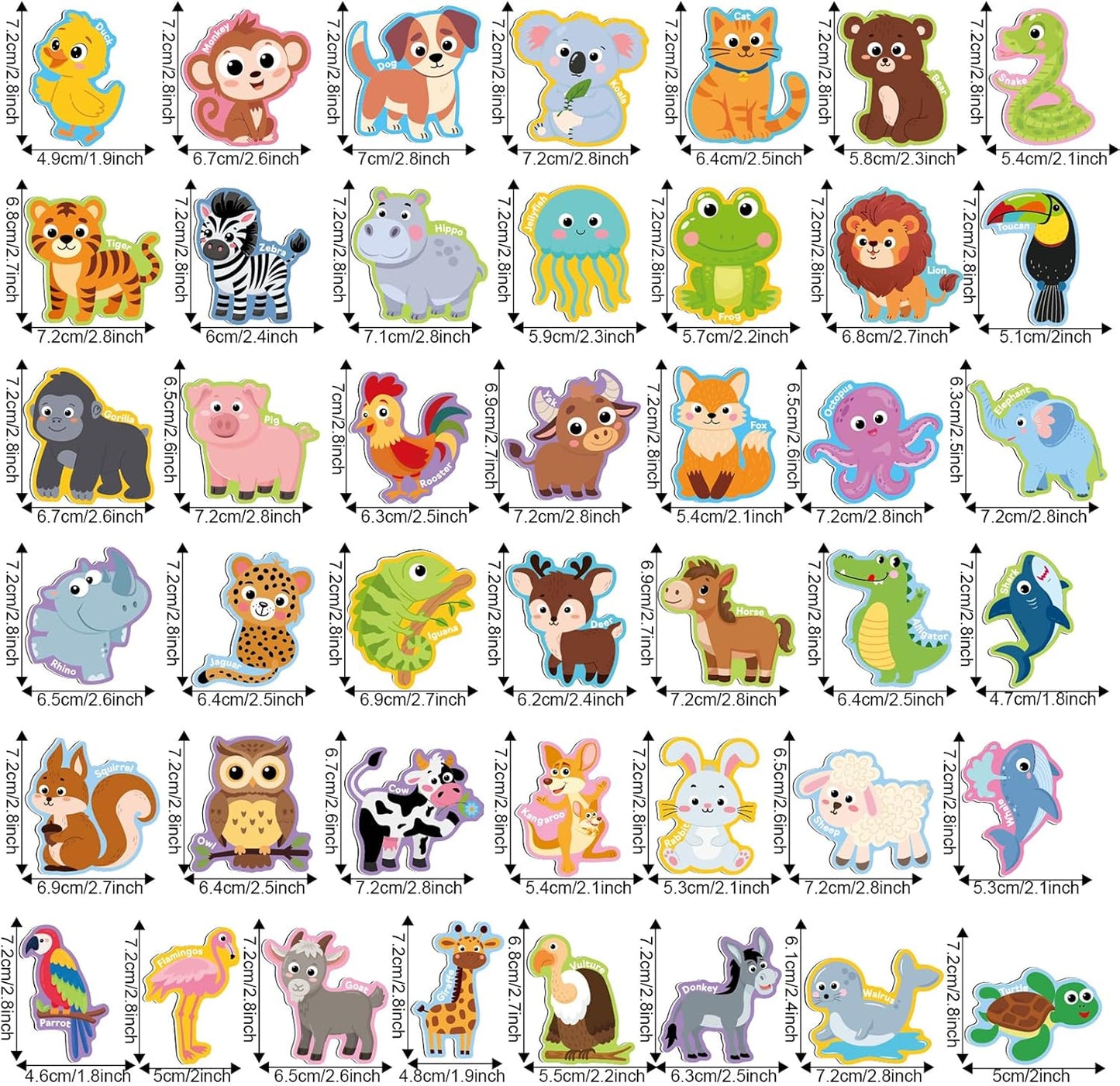 Magnetic Letters and Numbers for Fridge, Cute Colorful Animal Alphabet 26 Uppercase Letters 0-9 Numbers, Fridge Magnets Set for Learning Spelling Girls