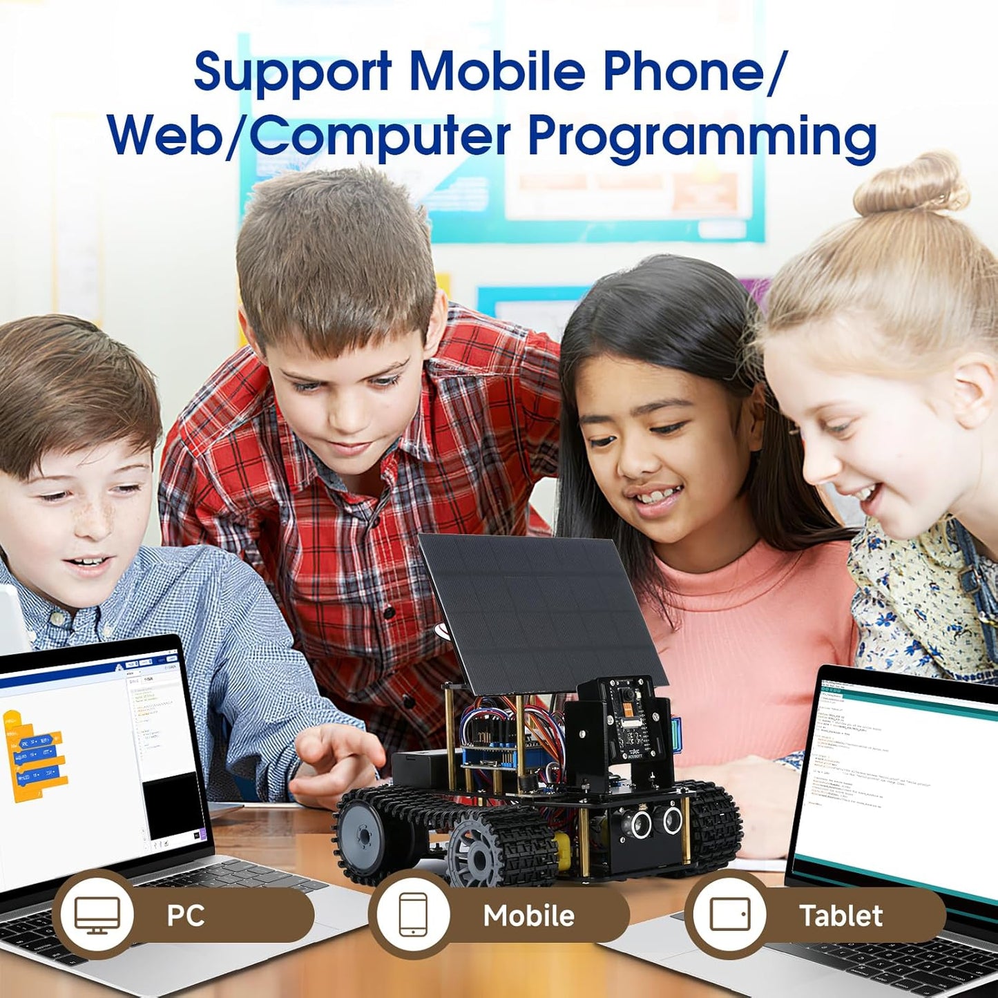Robotics for Kids Ages 8-12, ACEBOTT Smart Robot Arm Car Kit with 5DOF, STEM Toys for Boys Age 8-12 12-16+, ESP32 Arduino/Python/Blockly Coding, App & Remote Control, STEM DIY Gift for Teens & Adults