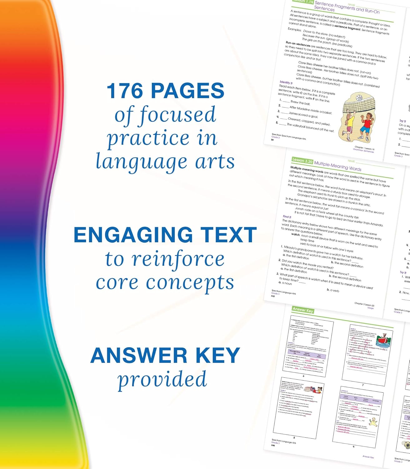 Spectrum Grade 3 Language Arts Workbook, English Grammar, Parts of Speech, Sentence Building Skills, Vocabulary, Punctuation, and More, ELA Classroom or Homeschool Curriculum (Volume 13)