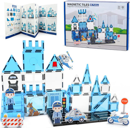 Magnetic Tiles for Kids, Construction Magnetic Building Blocks,37pcs STEM Educational Magnet Toys, Ideal Gift for Boys & Girls for Christmas & Birthday