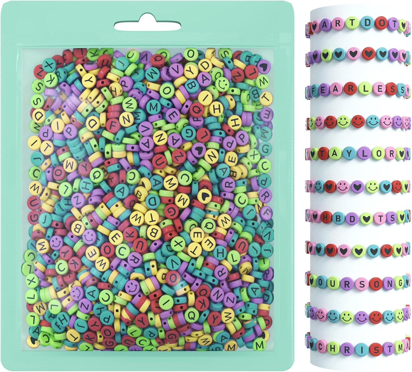 ARTDOT 800 Pieces Assortment Letter Beads for Friendship Bracelets Making Kit, 28 Styles Jewelry Making Supplies Alphabet Beads Set Preppy Crafts Art