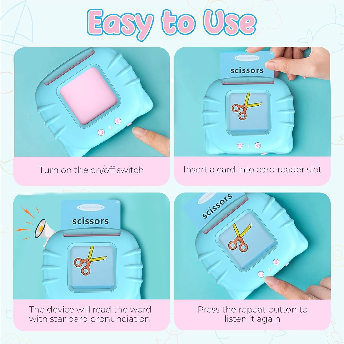 QuTZ Talking Flash Cards – CVC Word Spelling Games, Preschool Learning Activities Learning Toy, 107 Words Letter Matching Games, ABC Alphabet Flash Cards, Educational Toy for Toddler 3 4 5 6 Year Old