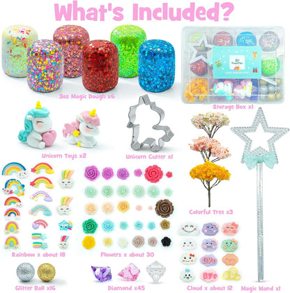 SIMPLIPLAY Mermaid Sensory Kit, 18oz 6 Pcs Glitter Doughs with Accessories(150 Pcs+), Non-Toxic Play Dough Set, Sensory Dough Kit for Toddlers 3 4 5 6 Year Old with Cutter, Mermaid Toys