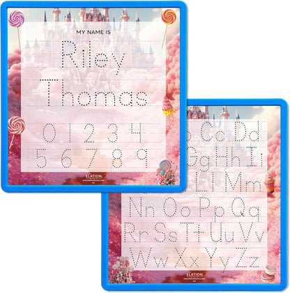 Kid's Name Tracing Board | Dry Erase Letter Tracing | Reusable Name Board | Alphabet Letters | Personalized | Candy Theme